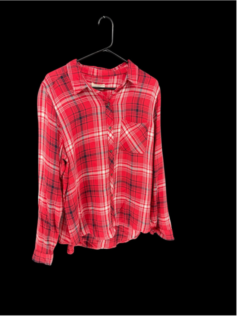 Women's Universal Thread Plaid Button Down Shirt Red White XL